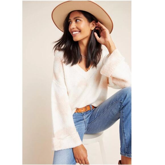 Anthropologie Maggie Cream Bell-Sleeved Sweater - Picture 1 of 8